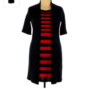 Red and Black Stripe Sweater Dress